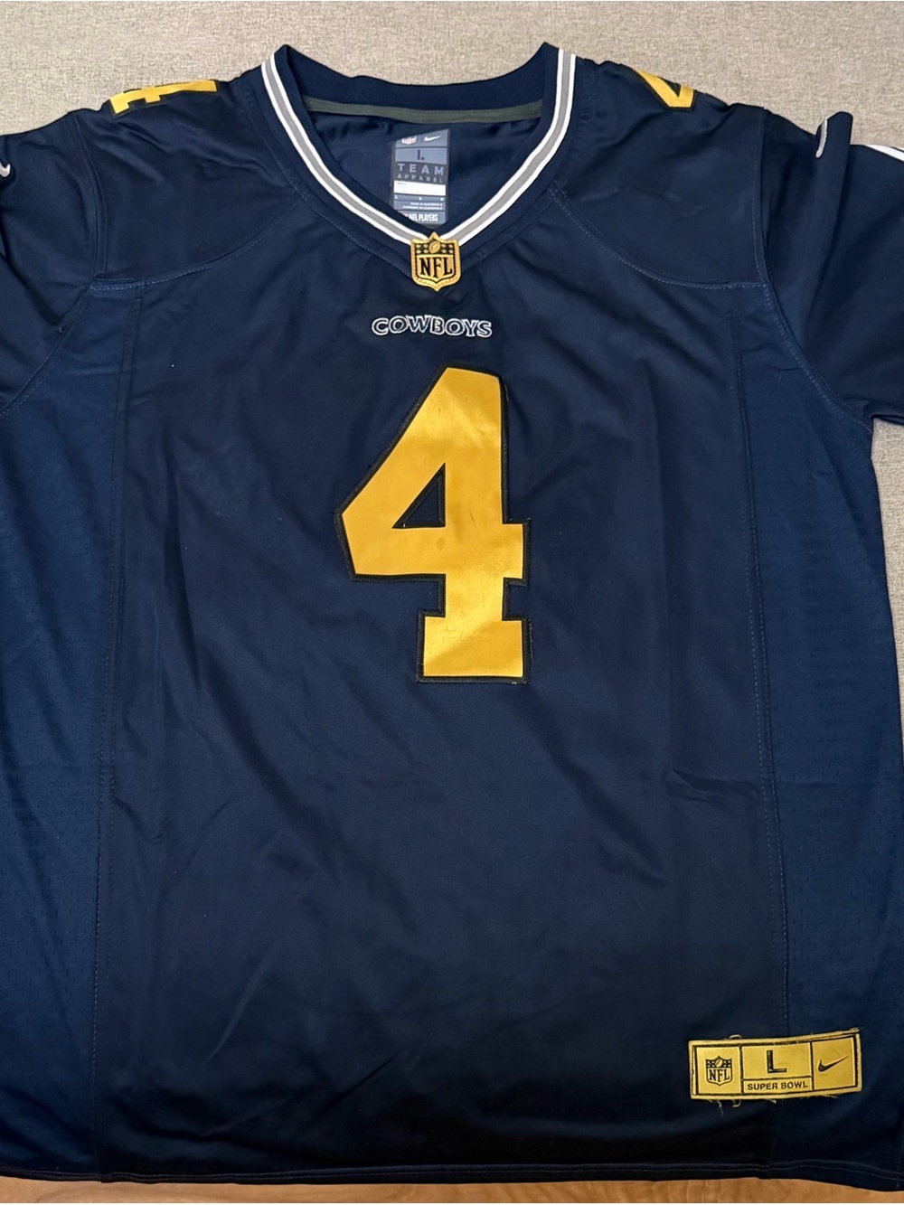 Nike Cowboys PRESCOTT #4 Navy and Gold NFL Jersey men’s LARGE